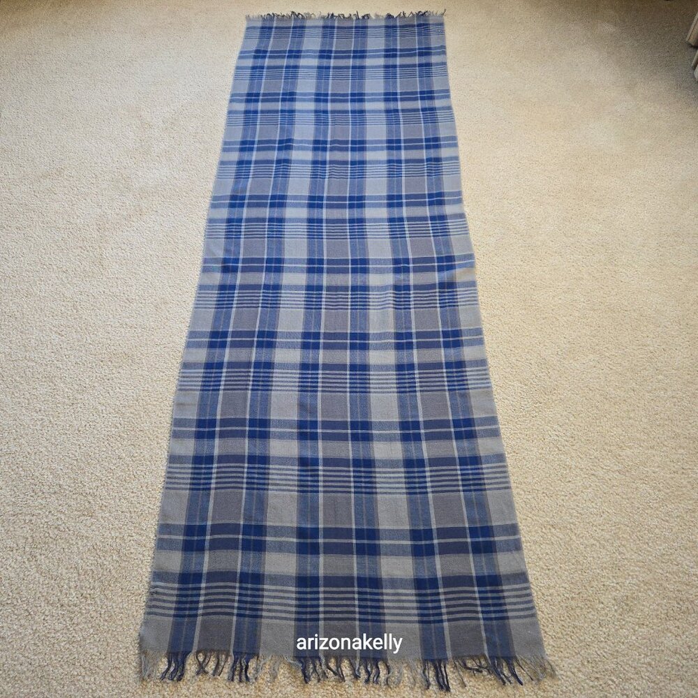 Theory Scarf in Blue & Grey Plaid - Picture 7 of 7